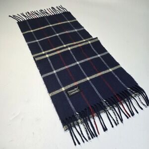 Christian Dior VINTAGE Scarf Cashmaire 100% Acrylic Wrap Dark Blue Red White
